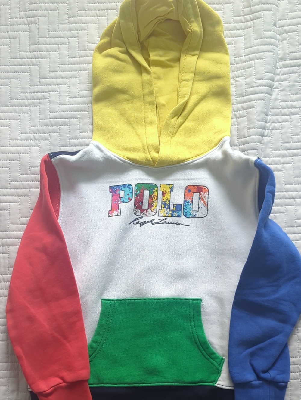 Polo by Ralph Lauren Colorblock Hooded Sweatshirt in Yellow, Red, Blue, Green